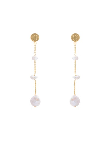 Longues boucles d'oreilles avec chaîne fine et perles