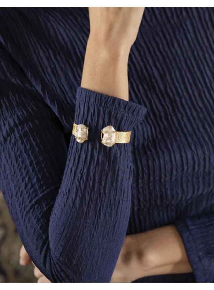 Bracelet réglable avec motif et pierres blanches