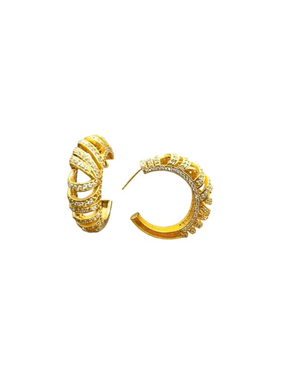 Hoops earrings with zirconia lines