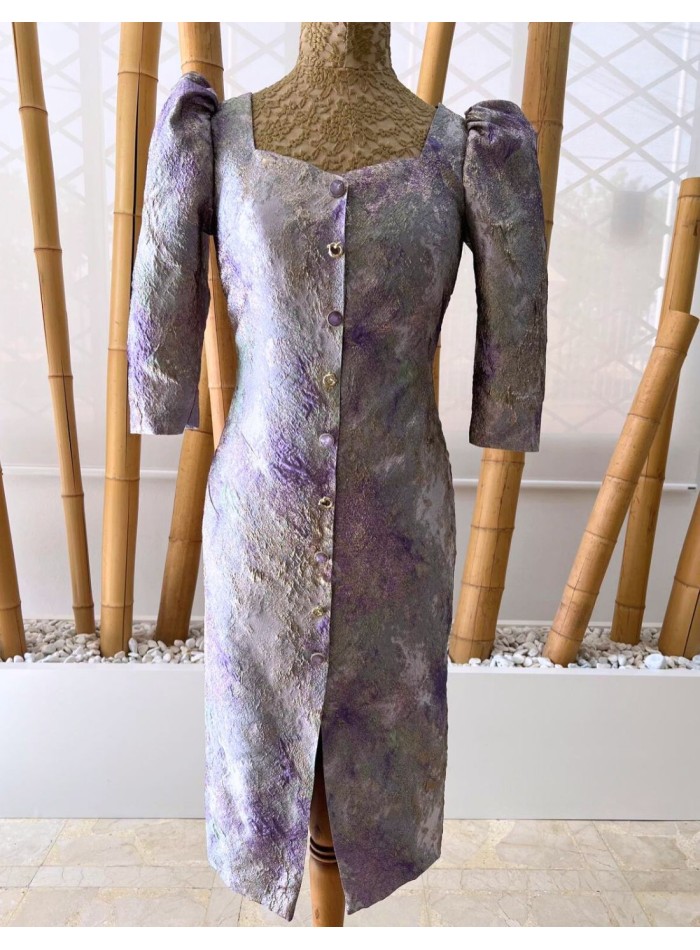 Robe de cocktail droite en jacquard avec...