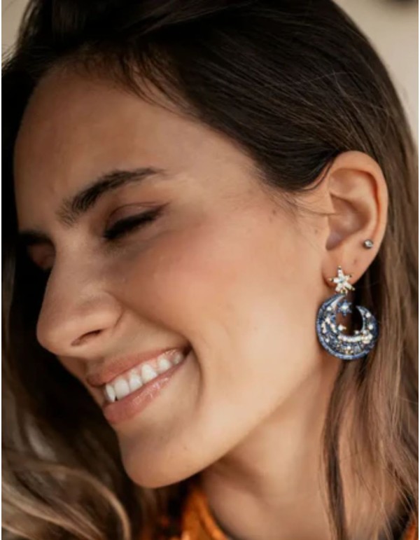 Pendientes con diseño de estrella y luna con circonitas 2