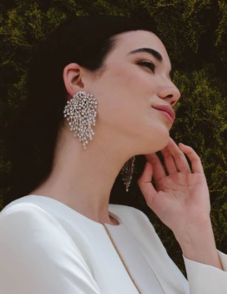 Pendientes en plata con estructura ramificada con circonitas