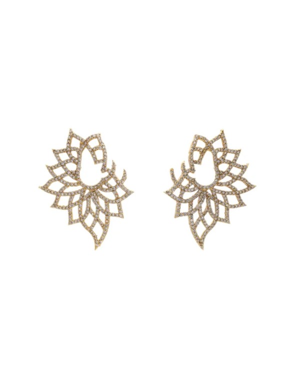Earrings with flower design with zirconia setting