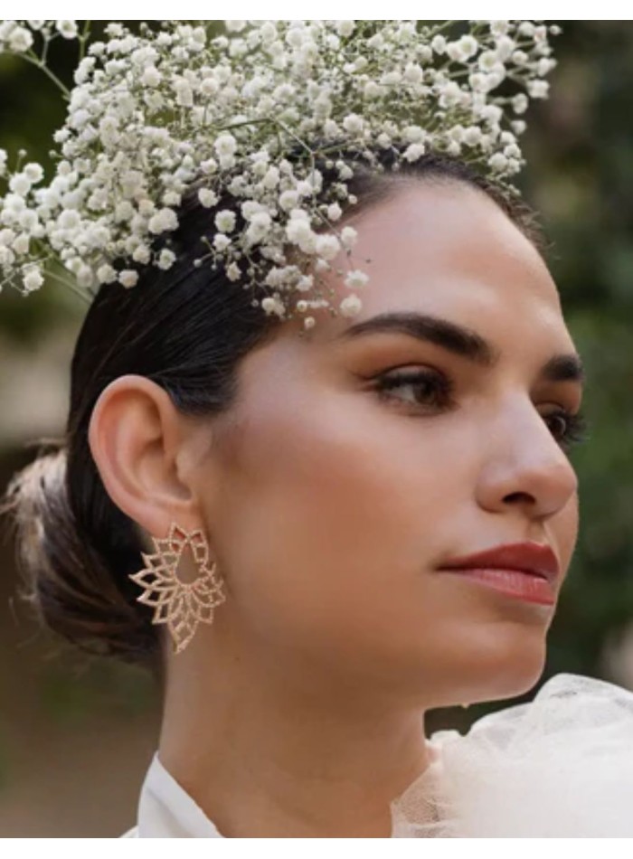 Boucles d'oreilles avec motif floral et...