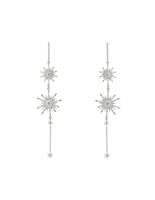 Long earrings in sterling silver with zirconia stones