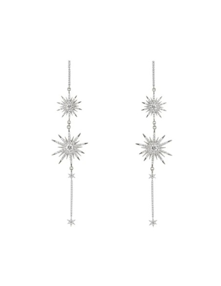 Long earrings in sterling silver with zirconia stones