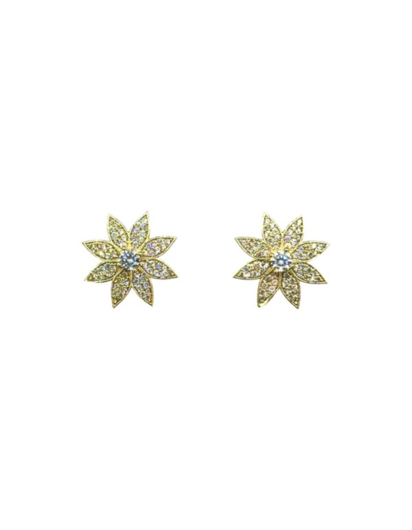 Boucles d'oreilles moyennes en forme de fleur avec zirconias