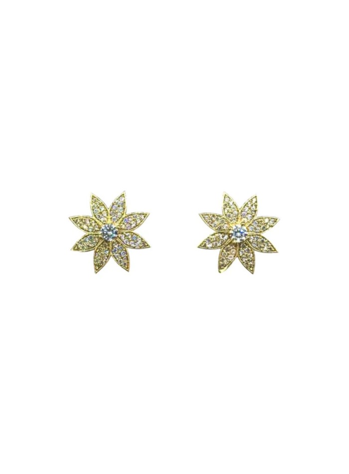 Medium flower-shaped earrings with zirconias