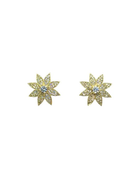 Medium flower-shaped earrings with zirconias