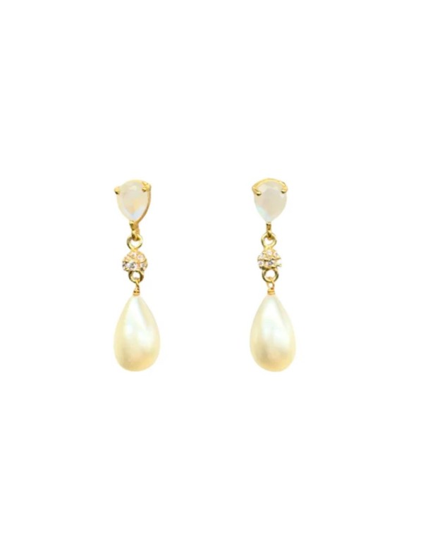 Boucles d'oreilles avec pierre de lune et perle en forme...