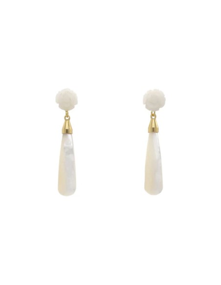 Mother-of-pearl flower and teardrop earrings