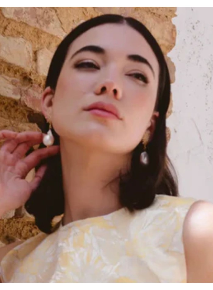 Earrings with star with zirconia and pearl