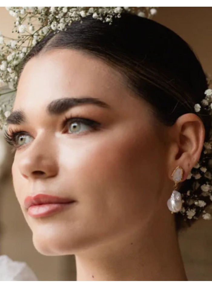 Boucles d'oreilles avec pierre de lune et perle