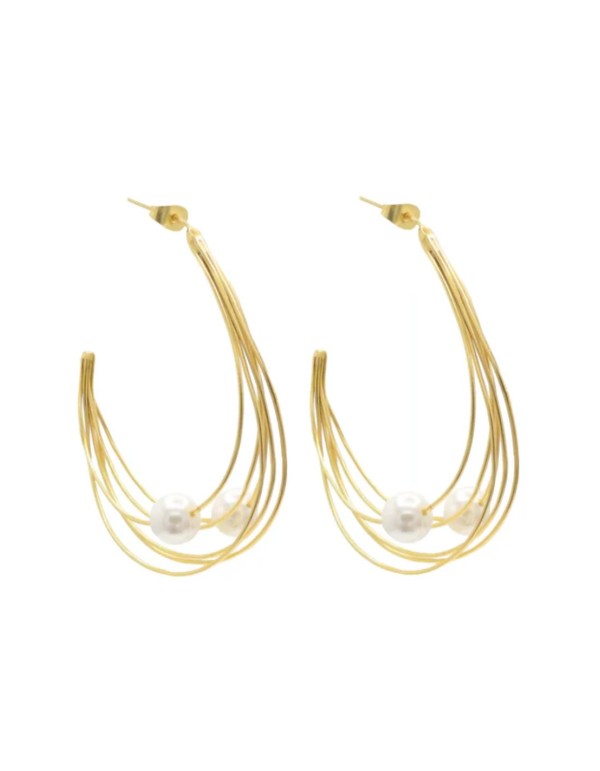 Fine hoop earrings with pearl