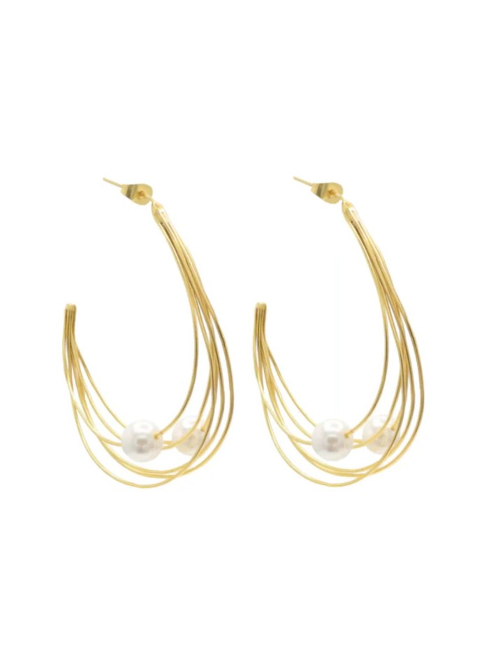 Fine hoop earrings with pearl