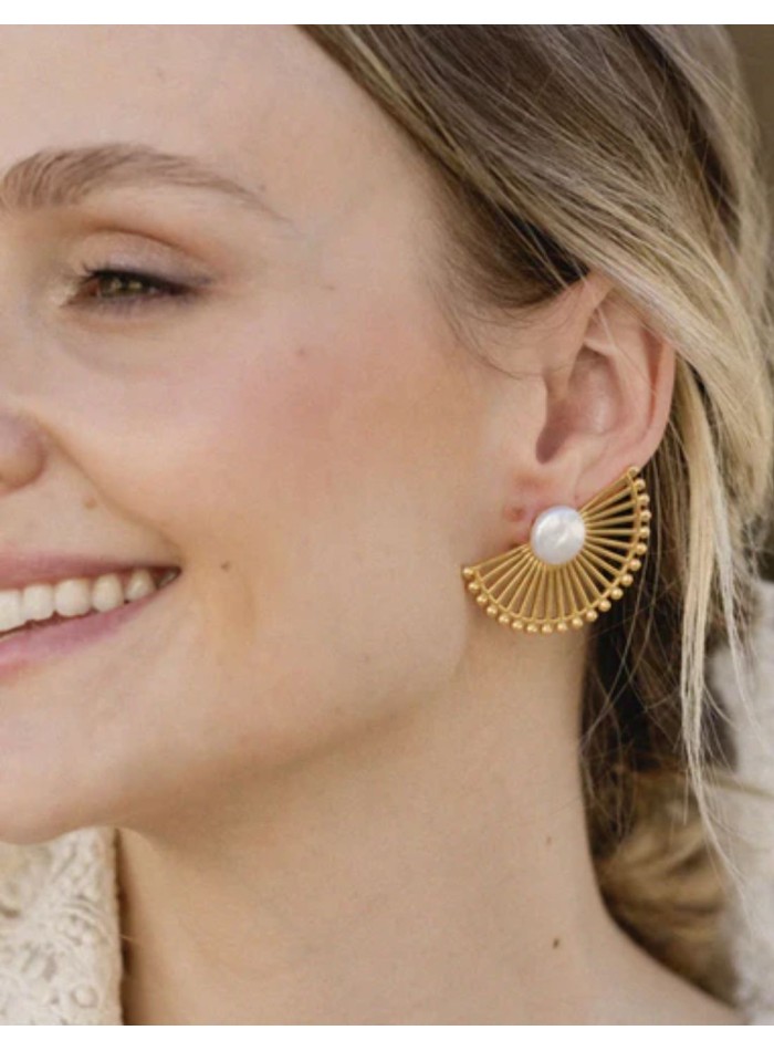 Boucles d'oreilles en demi-cercle avec pierre...