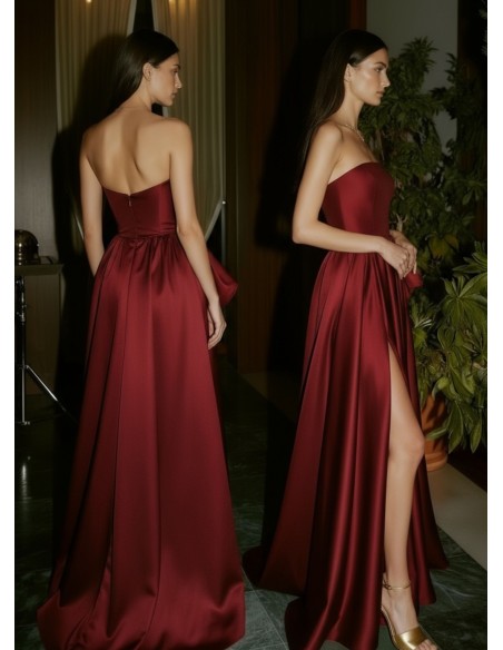 Structured strapless long guest dress