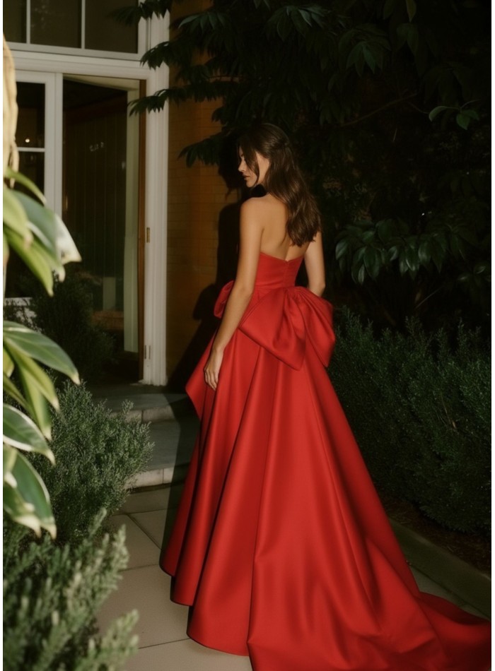 Long dress with strapless neckline and...