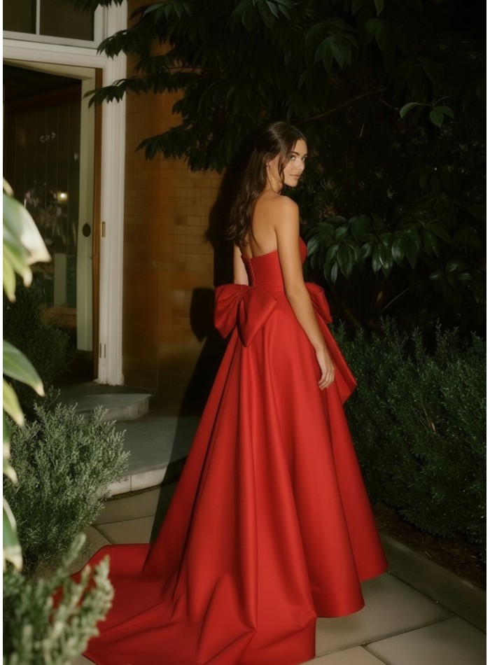 Long dress with strapless neckline and...