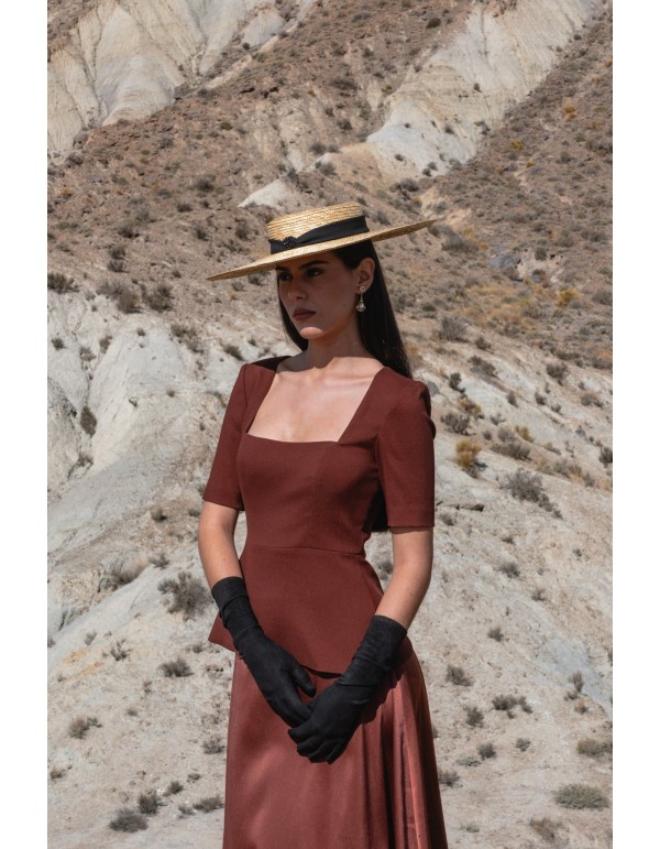 Ensemble deux pièces marron avec haut en satin et jupe... 2