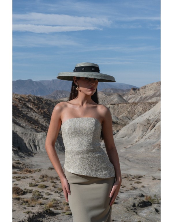 Asymmetrical strapless top and crepe skirt set 2