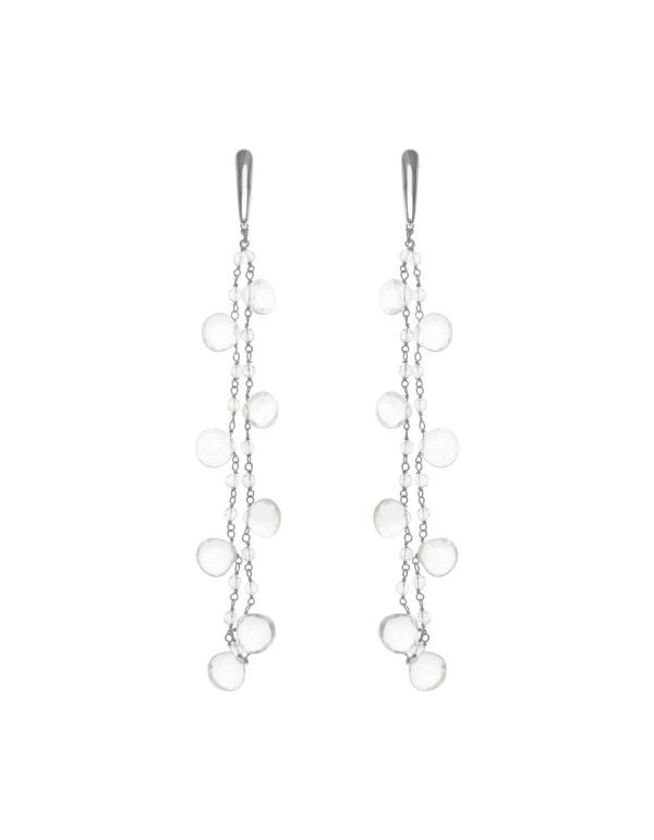 Pendientes largos de novia con cristales