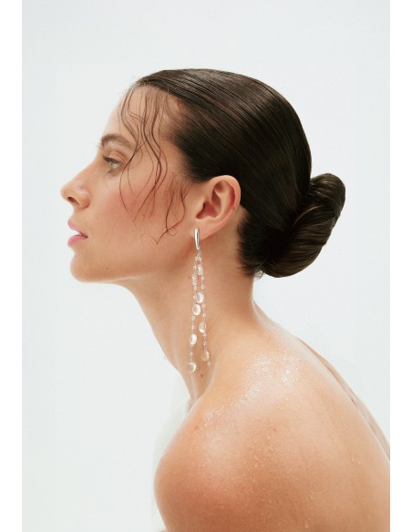 Long bridal earrings with crystals