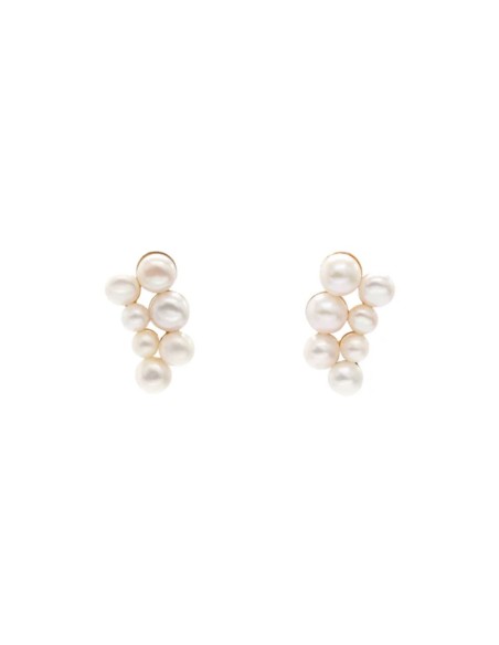 Petites boucles d'oreilles avec deux colonnes de perles