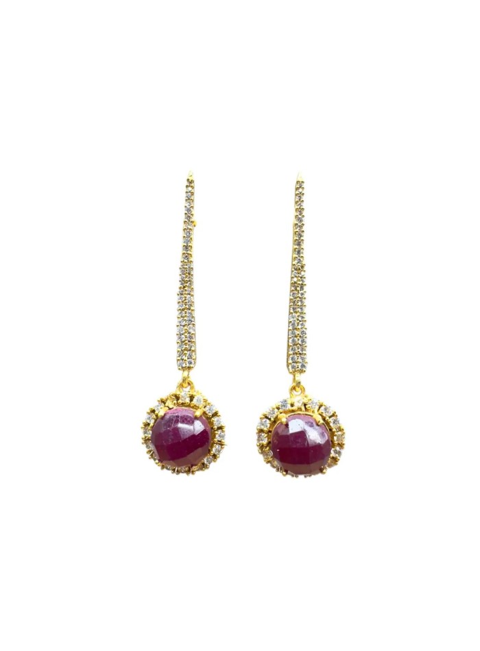 Long earrings with cubic zirconia and central...