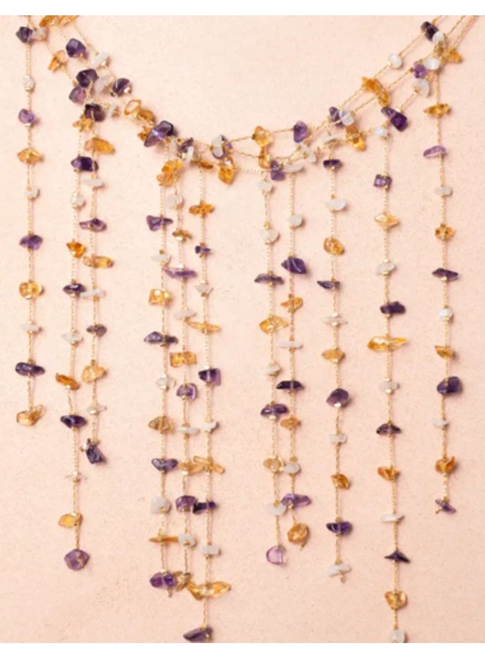 Collier à motif de cascade avec pierres...