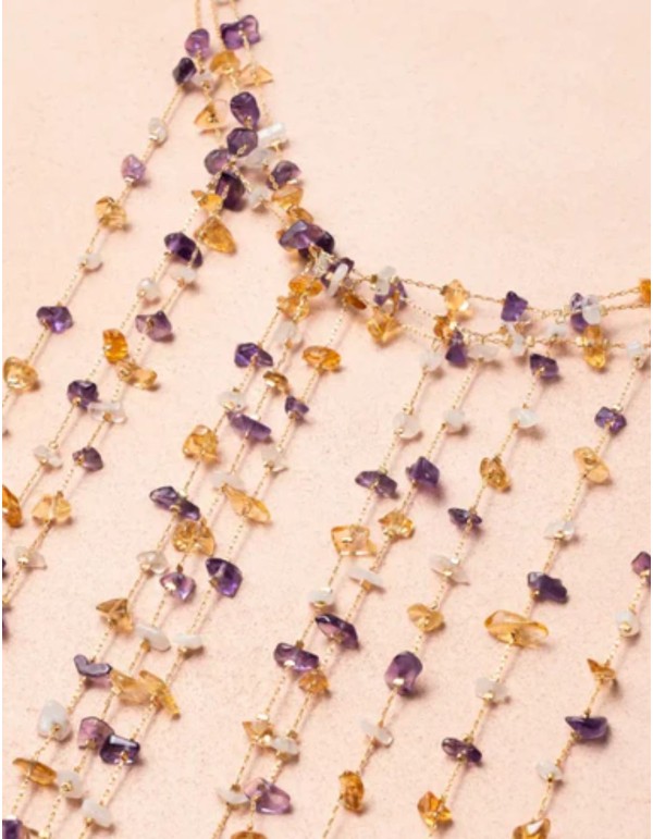 Necklace with cascade design with crystalline stones 2