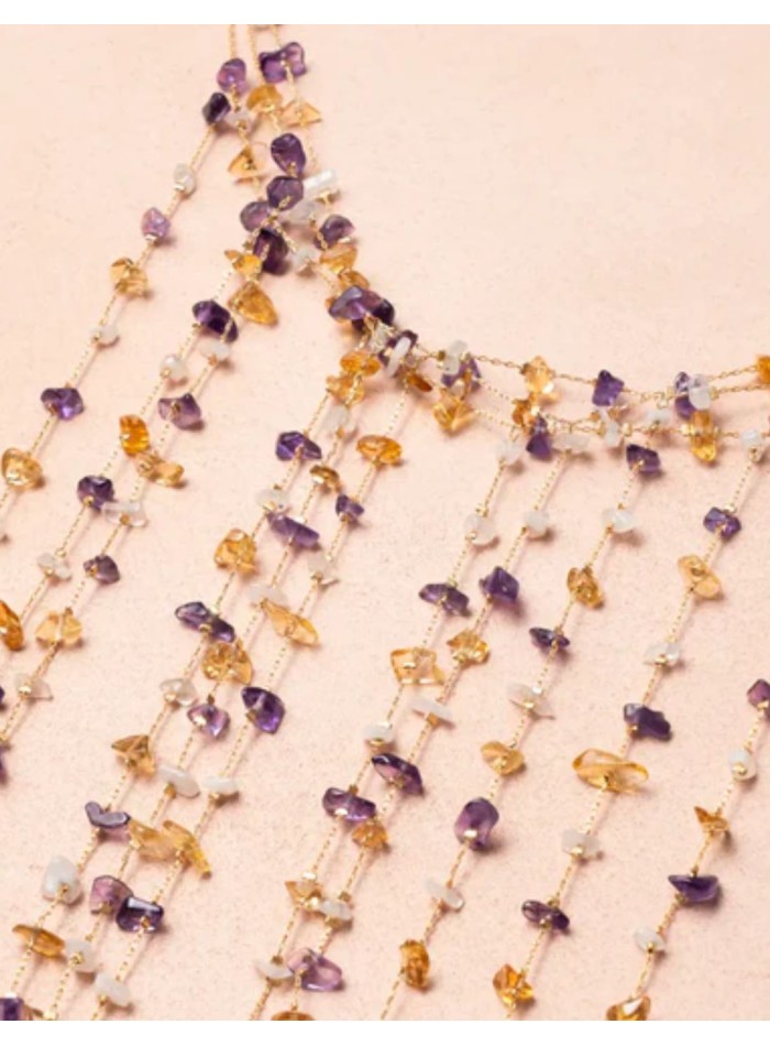 Collier à motif de cascade avec pierres...