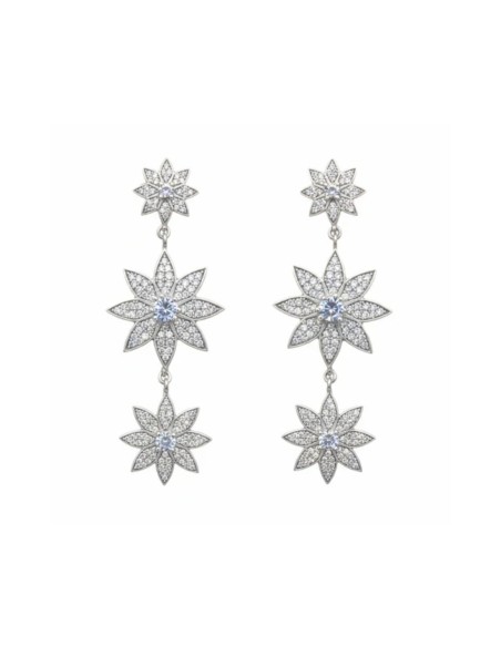 Boucles d'oreilles longues en argent sterling avec étoiles et zirconias