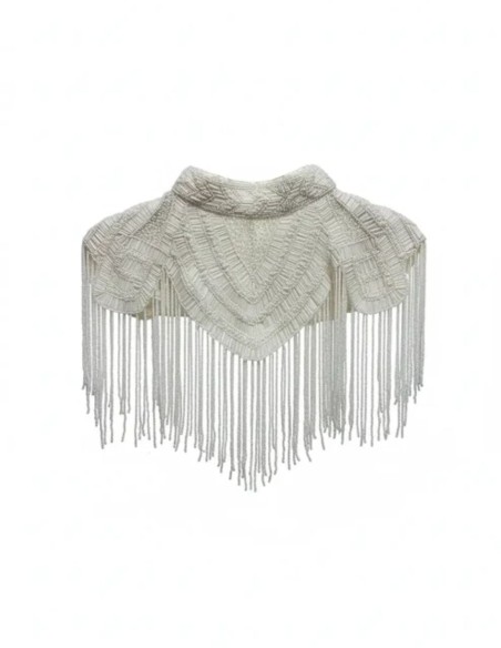 Cape de mariée avec broderie perlée aux lignes délicates