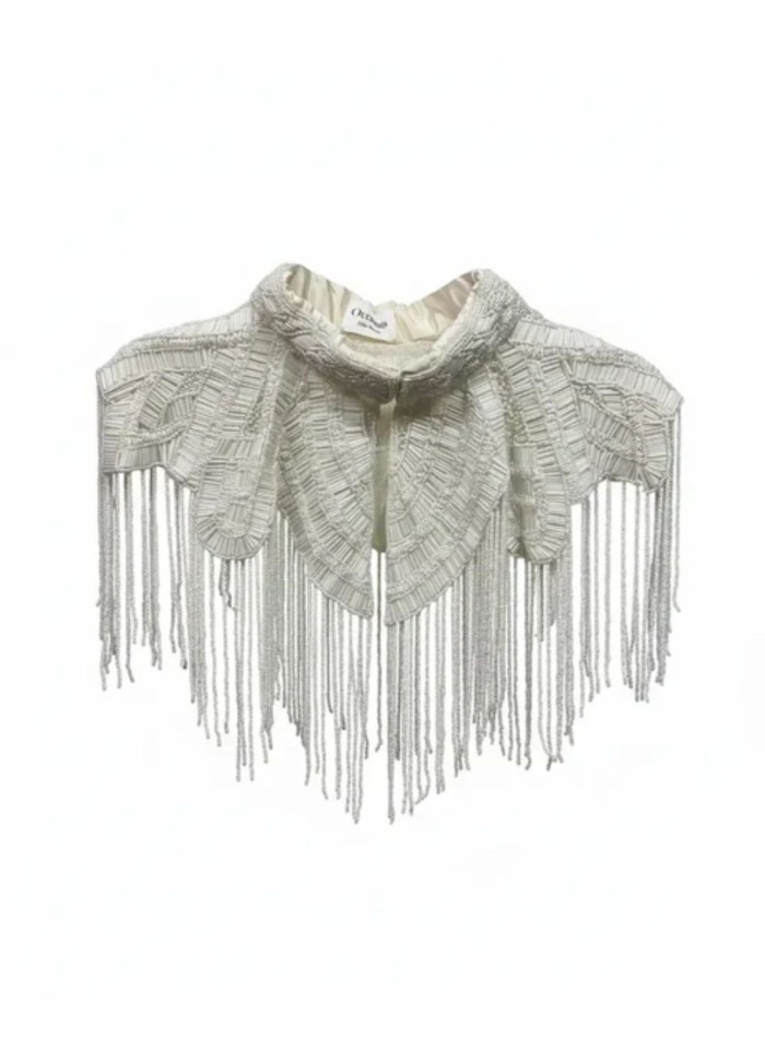 Bridal cape with beaded embroidery in delicate...