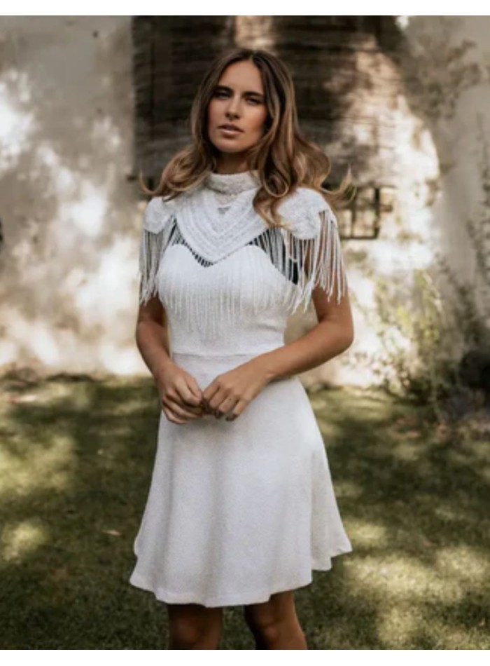 Bridal cape with beaded embroidery in delicate...