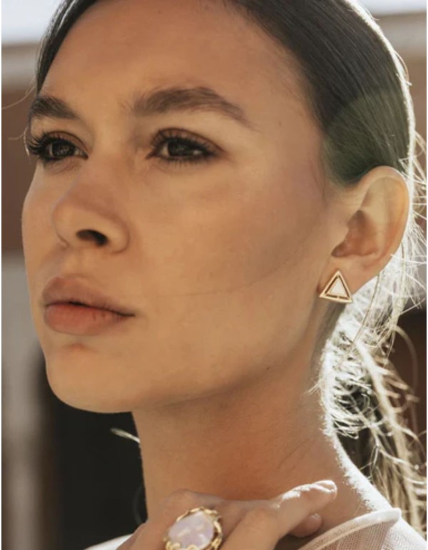 Golden earrings with triangle design 2