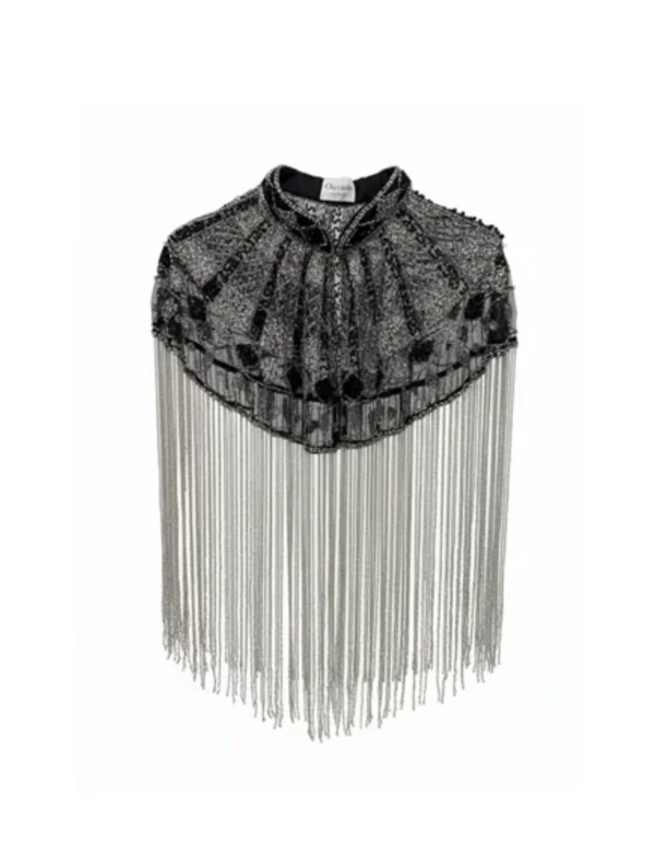 Jeweled cape with sequin embroidery and geometric design 2