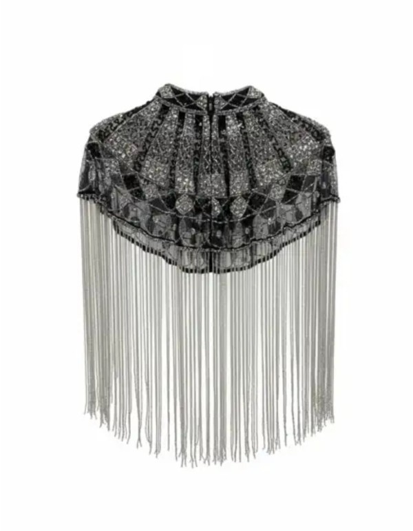 Cape ornée de bijoux avec broderie de paillettes et...