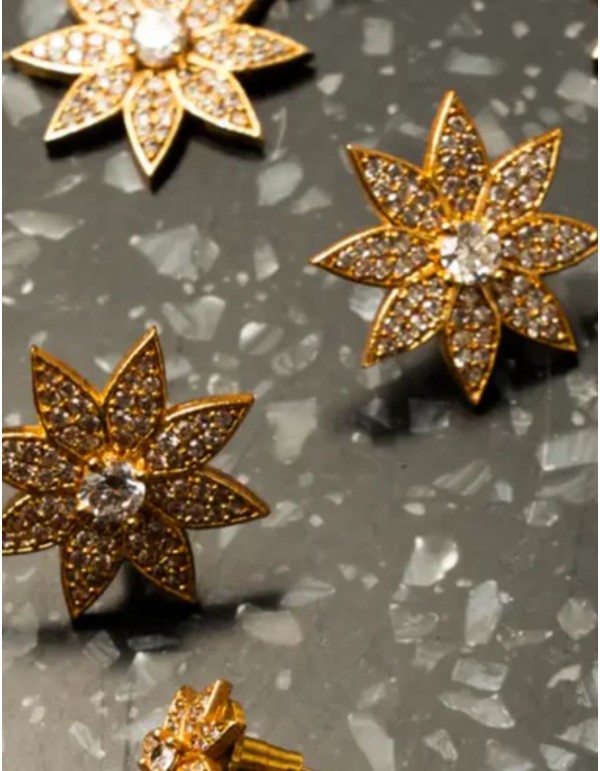 Pendientes grandes con forma de flor y circonitas 2