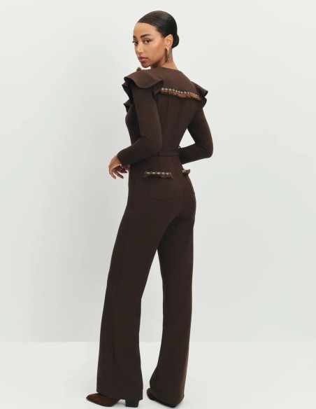 Combinaison ajustée avec bordure frangée et détails frangés