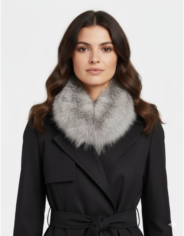 Cuello de piel blanco elástico