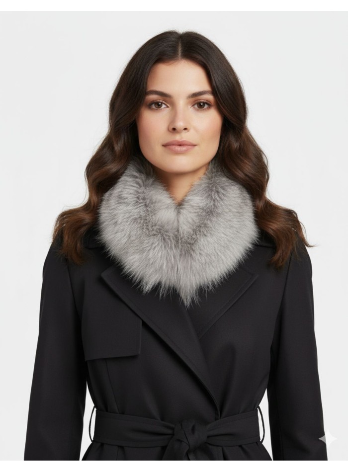 Cuello de piel blanco elástico