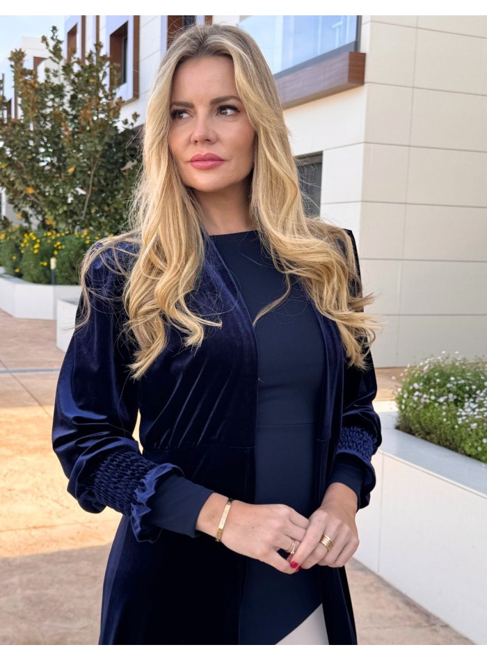 Kimono d'invité en velours marine