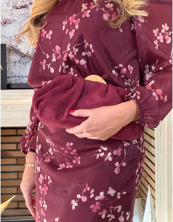 Bolso de fiesta de antelina para invitada fucsia