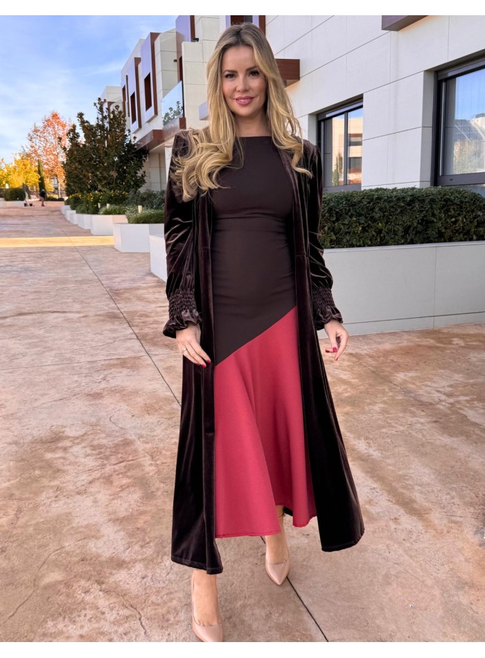 Brown velvet guest kimono