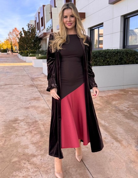 Brown velvet guest kimono