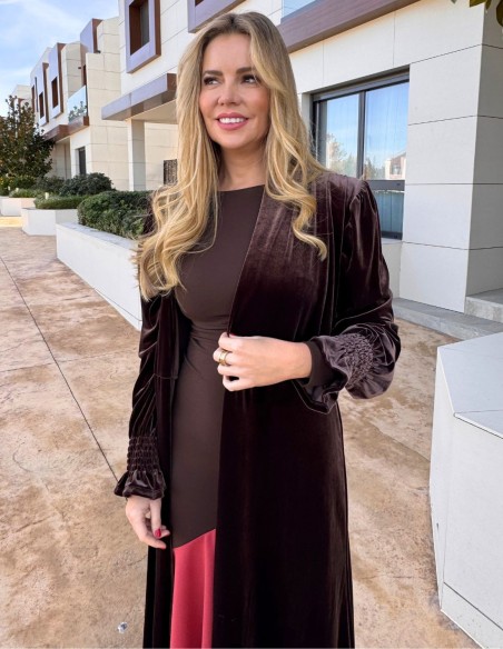 Kimono d'invité en velours marron