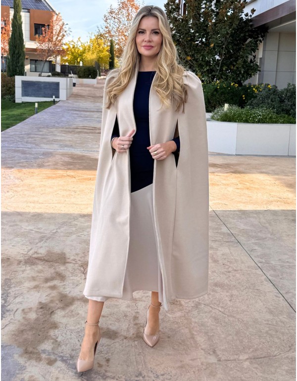 Beige cape with puffed sleeve 2