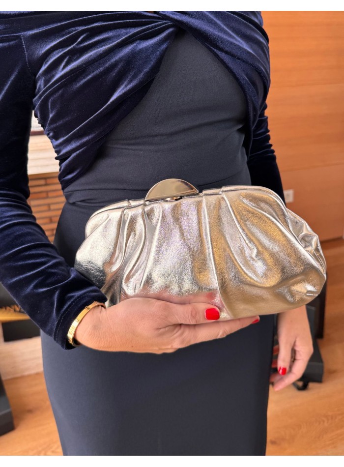 Metallic silver guest hand bag